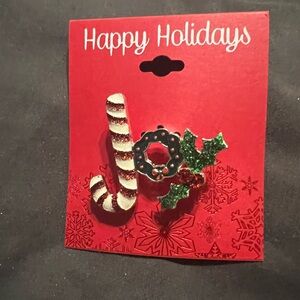Craft Holiday Joy Pin with Candy Cane and Wreath
